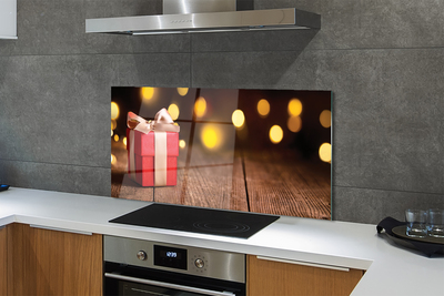 Panel szklany do Kuchni Prezent na Rustykalnym Drewnie