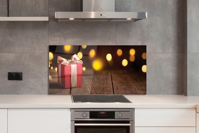 Panel szklany do Kuchni Prezent na Rustykalnym Drewnie