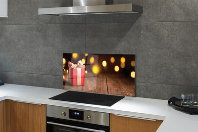 Panel szklany do Kuchni Prezent na Rustykalnym Drewnie