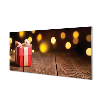 Panel szklany do Kuchni Prezent na Rustykalnym Drewnie