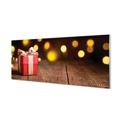 Panel szklany do Kuchni Prezent na Rustykalnym Drewnie