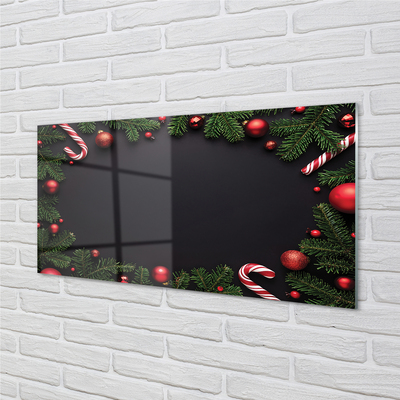 Panel szklany do Kuchni Świąteczne Słodycze i Bombki