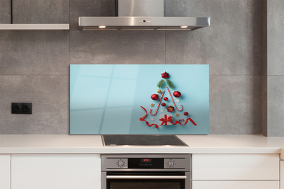Panel szklany do Kuchni Świąteczne Słodycze i Bombki