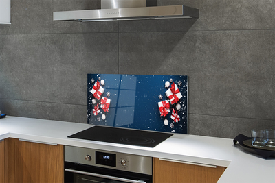 Panel szklany do Kuchni Śnieżne Prezenty i Bombki