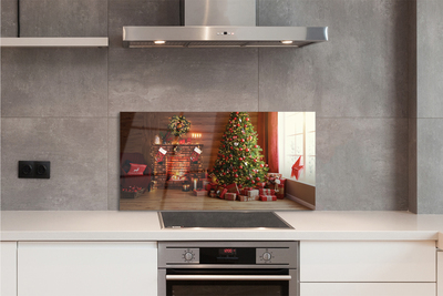 Panel szklany do Kuchni Przytulny Salon z Kominkiem