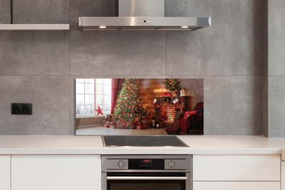 Panel szklany do Kuchni Świąteczny Wieczór przy Kominku