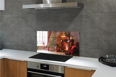 Panel szklany do Kuchni Świąteczny Wieczór przy Kominku