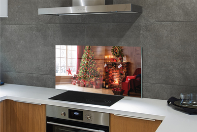 Panel szklany do Kuchni Świąteczny Wieczór przy Kominku