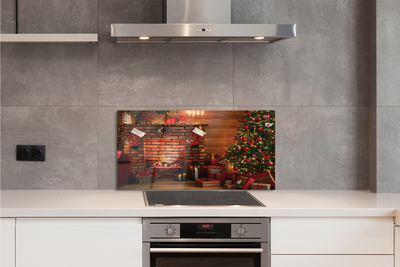 Panel szklany do Kuchni Przytulne Święta z Choinką