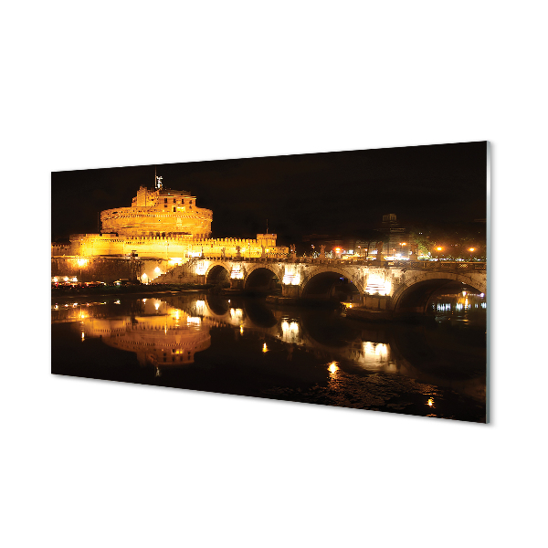 Panel Szklany Rzym Rzeka mosty noc