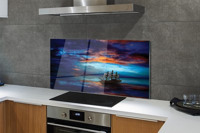 Szkło do Kuchni na Ścianę Wieczorny Rejs Statkiem