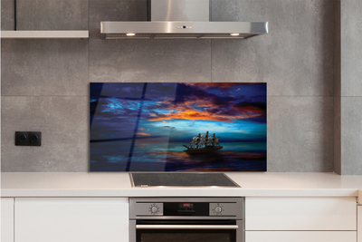 Szkło do Kuchni na Ścianę Wieczorny Rejs Statkiem