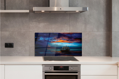 Szkło do Kuchni na Ścianę Wieczorny Rejs Statkiem