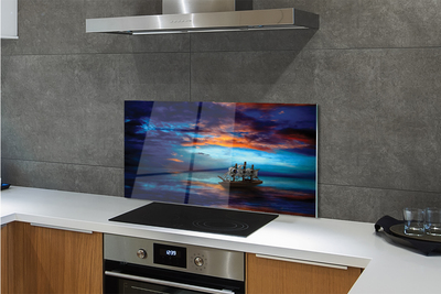 Szkło do Kuchni na Ścianę Wieczorny Rejs Statkiem