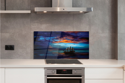 Szkło do Kuchni na Ścianę Wieczorny Rejs Statkiem