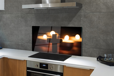 Szklany Panel Krzyż w Blasku Świec