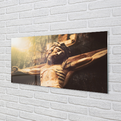 Szklany Panel Jezus z drewna