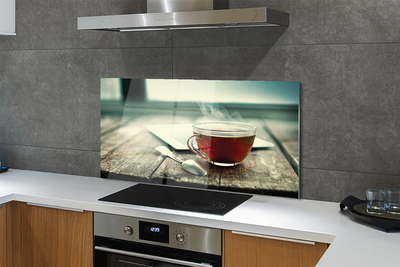 Szklany Panel Chwila z Ciepłą Herbatą