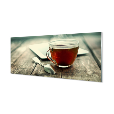 Szklany Panel Ciepła herbata łyżeczka