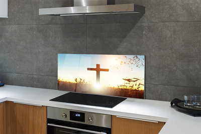 Szklany Panel Krzyż na Polu w Słońcu