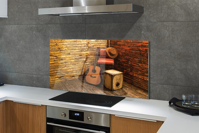 Szklany Panel Muzyczny Kącik z Gitarą