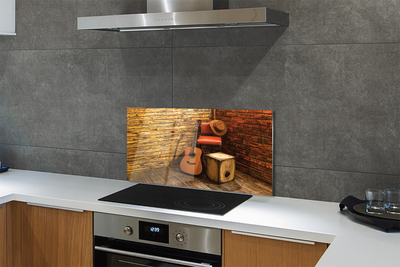 Szklany Panel Muzyczny Kącik z Gitarą