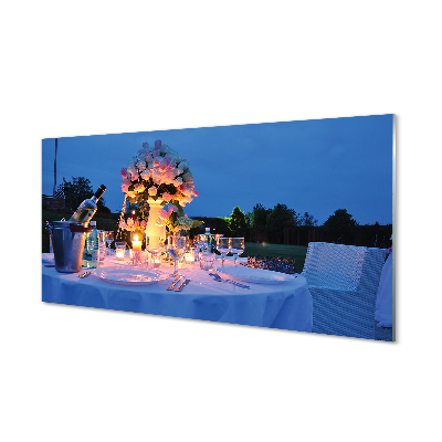 Panel nad Blat Kuchenny Romantyczna Kolacja: Wino i Kwiaty