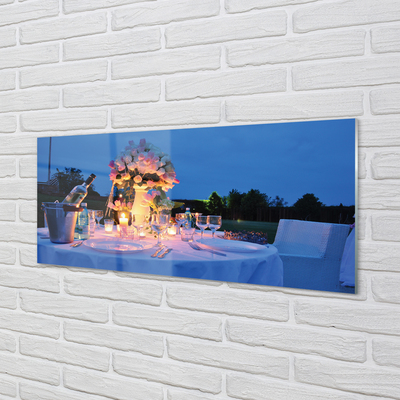 Panel nad Blat Kuchenny Romantyczna Kolacja: Wino i Kwiaty