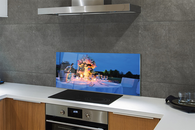 Panel nad Blat Kuchenny Romantyczna Kolacja: Wino i Kwiaty