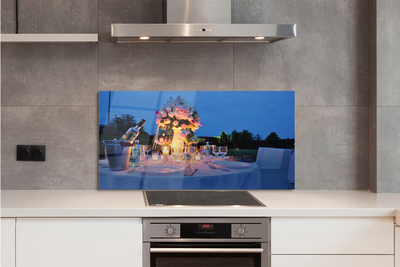 Panel nad Blat Kuchenny Romantyczna Kolacja: Wino i Kwiaty