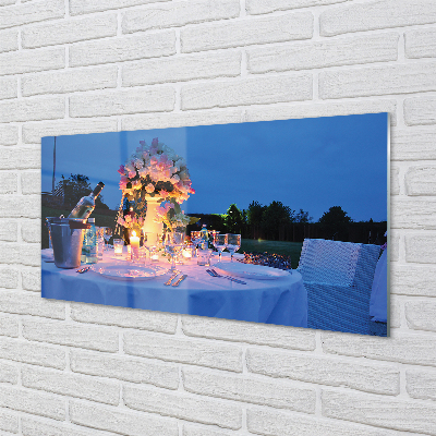 Panel nad Blat Kuchenny Romantyczna Kolacja: Wino i Kwiaty