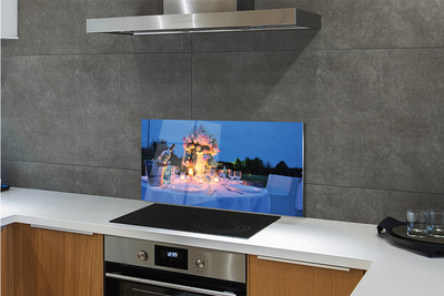 Panel nad Blat Kuchenny Romantyczna Kolacja: Wino i Kwiaty