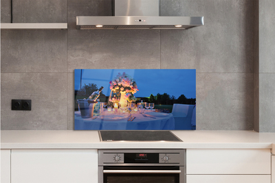 Panel nad Blat Kuchenny Romantyczna Kolacja: Wino i Kwiaty