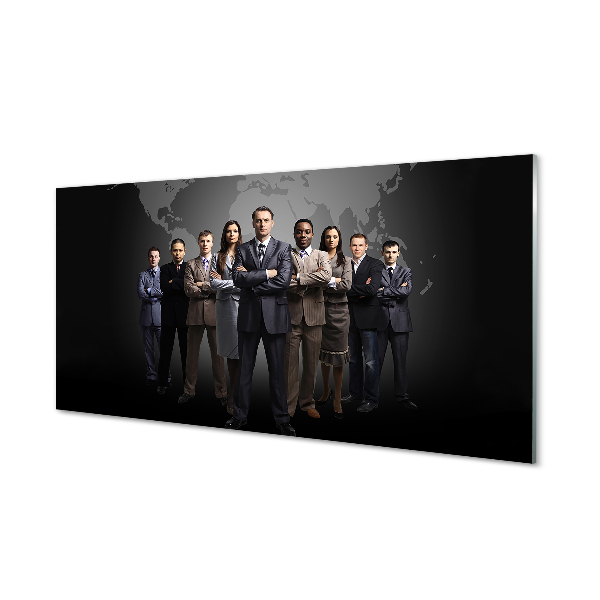 Szkło do Kuchni na Ścianę Mapa Świata z Sylwetkami Ludzi