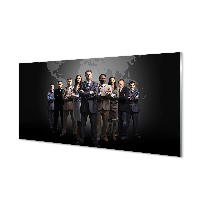 Szkło do Kuchni na Ścianę Mapa Świata z Sylwetkami Ludzi