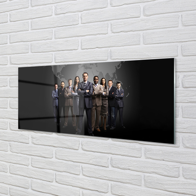 Szkło do Kuchni na Ścianę Mapa Świata z Sylwetkami Ludzi