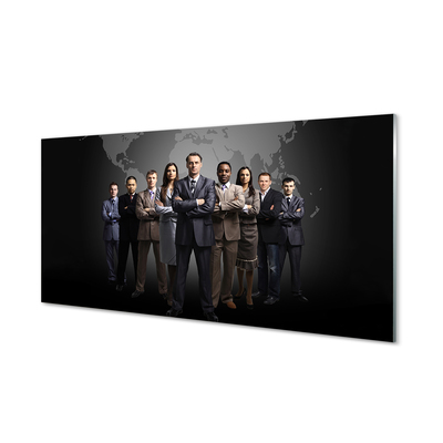 Szkło do Kuchni na Ścianę Mapa Świata z Sylwetkami Ludzi