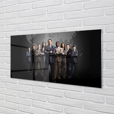 Szkło do Kuchni na Ścianę Mapa Świata z Sylwetkami Ludzi