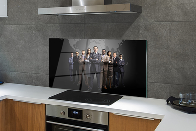 Szkło do Kuchni na Ścianę Mapa Świata z Sylwetkami Ludzi