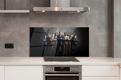 Szkło do Kuchni na Ścianę Mapa Świata z Sylwetkami Ludzi