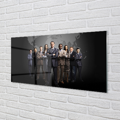 Szkło do Kuchni na Ścianę Mapa Świata z Sylwetkami Ludzi