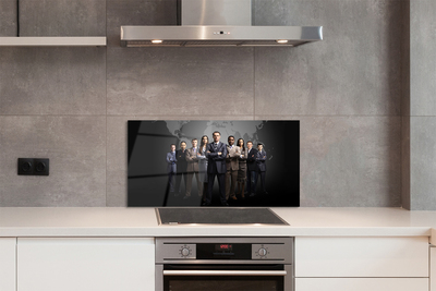 Szkło do Kuchni na Ścianę Mapa Świata z Sylwetkami Ludzi