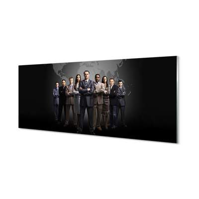 Szkło do Kuchni na Ścianę Mapa Świata z Sylwetkami Ludzi