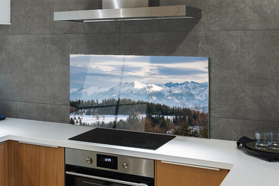 Panel szklany do Kuchni Śnieżna Kraina Gór