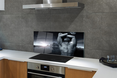 Panel szklany do Kuchni Mężczyzna na tle Gór