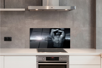 Panel szklany do Kuchni Mężczyzna na tle Gór