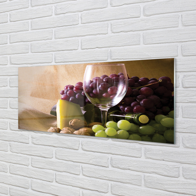 Szklany Panel Pusty Kieliszek i Winogrona