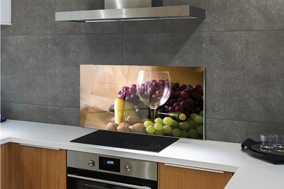 Szklany Panel Pusty Kieliszek i Winogrona