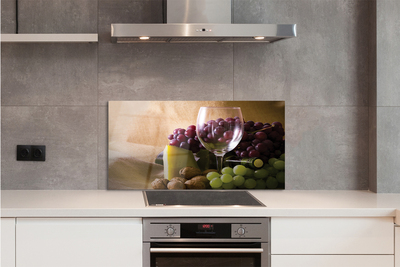 Szklany Panel Pusty Kieliszek i Winogrona