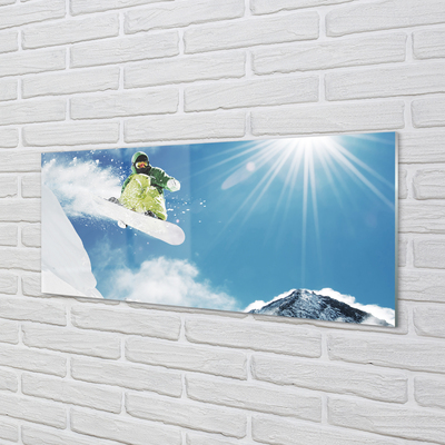 Szklany Panel Śnieg deska człowiek góry